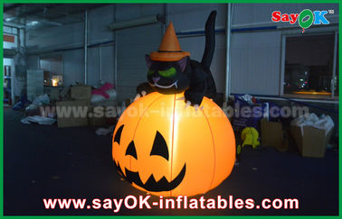 Durable Halloween Inflatable Holiday Dekorasi Pumpkin Cat Dengan Pencahayaan Led