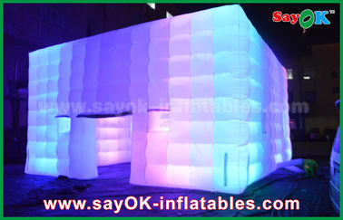 tenda tiup Luar PVC Dilapisi Raksasa Cube Tiup Tenda Dengan Lampu Ubah Warna / Air Blower