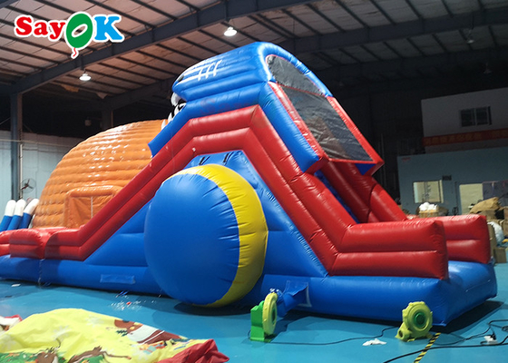 Raksasa dewasa Bounce House Commercial Inflatable Slides Pastel Rotating Obstacles Game Inflatable Water Slides Untuk Anak-anak