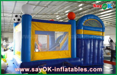 Kecil 4x3m Inflatable PVC Bounce Castle Slider Dengan Football Decoratiionn