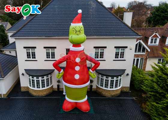 30ft Grinch Karakter kartun berwarna hijau Monster topi Natal Rumah tangga Dekorasi berdiri berwarna hijau