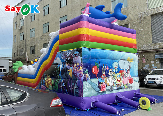 Slide Hiu Inflatable Komersial Slide Bouncer Inflatable Kartun Slide Bounce House Inflatable Anak-anak Melompat Slide