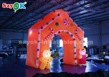 Inflatable Christmas Arch Gingerbread Man Candy Sticks Christmas Inflatable Arch Dengan Lampu LED