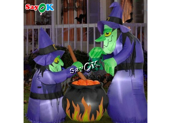4x6ft Led Lighting Inflatable Halloween Witch Dengan Cauldron