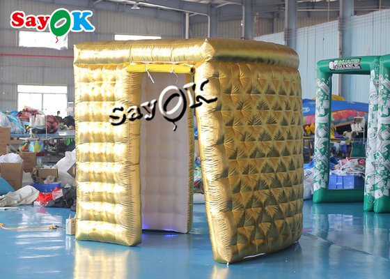Dekorasi Pesta Inflatable 2.4m 8ft Warna Emas Arc Inflatable Photo Booth Backdrop Dengan Inner Air Blower
